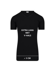 Beeren Heren Extra lang T-shirt met V-hals M3000 6Pack Zwart