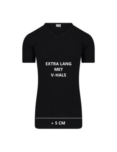Beeren Heren Extra lang T-shirt met V-hals M3000 Zwart