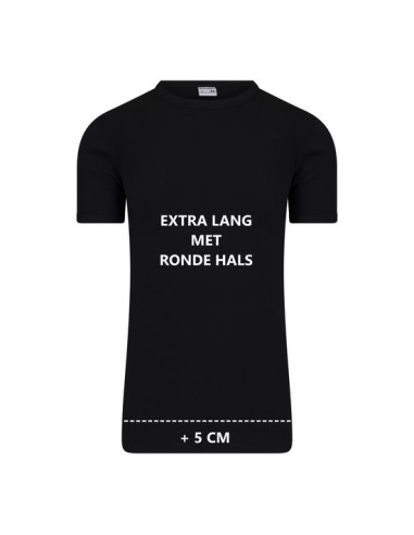 Beeren Heren Extra lang T-shirt met O-hals M3000 6Pack Zwart